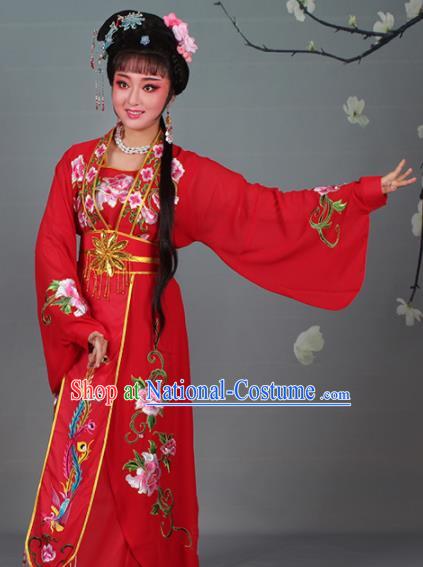 Chinese Traditional Shaoxing Opera Red Dress Beijing Opera Hua Dan Embroidered Costume for Women