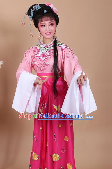 Chinese Traditional Shaoxing Opera Zhu Yingtai Rosy Dress Beijing Opera Hua Dan Embroidered Costume for Women