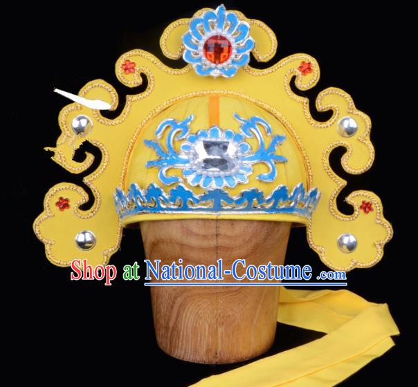 Chinese Traditional Beijing Opera Gifted Scholar Headwear Peking Opera Niche Yellow Hat for Men