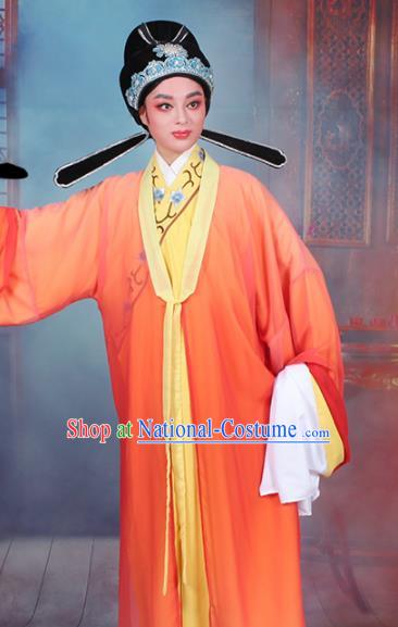 Chinese Traditional Peking Opera Scholar Orange Robe Beijing Opera Niche Costume for Men