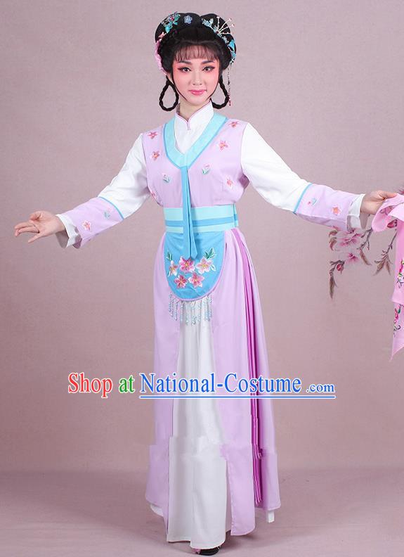 Chinese Traditional Shaoxing Opera Maidservants Embroidered Violet Dress Beijing Opera Young Lady Costume for Women