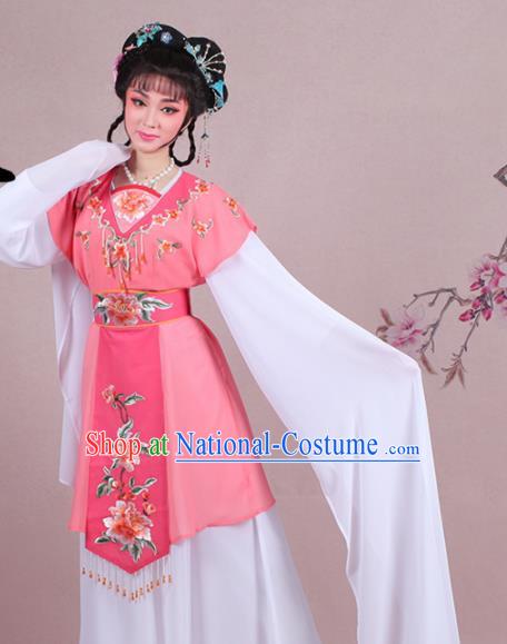 Chinese Traditional Shaoxing Opera Court Maid Embroidered Rosy Dress Beijing Opera Maidservants Costume for Women