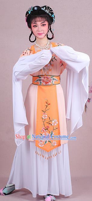 Chinese Traditional Shaoxing Opera Court Maid Embroidered Orange Dress Beijing Opera Maidservants Costume for Women