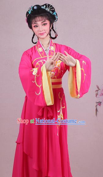 Chinese Traditional Shaoxing Opera Village Girl Embroidered Rosy Dress Beijing Opera Maidservants Costume for Women