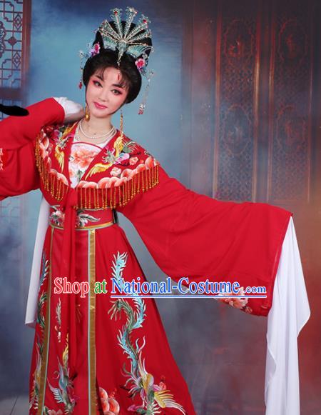 Chinese Traditional Shaoxing Opera Princess Peri Embroidered Red Dress Beijing Opera Hua Dan Costume for Women