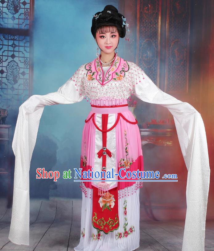 Chinese Traditional Shaoxing Opera Hua Dan Princess Embroidered Pink Dress Beijing Opera Peri Costume for Women