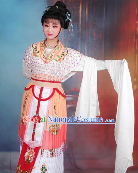 Chinese Traditional Shaoxing Opera Hua Dan Princess Embroidered Orange Dress Beijing Opera Peri Costume for Women