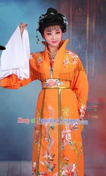 Chinese Traditional Shaoxing Opera Empress Embroidered Orange Dress Beijing Opera Palace Queen Costume for Women