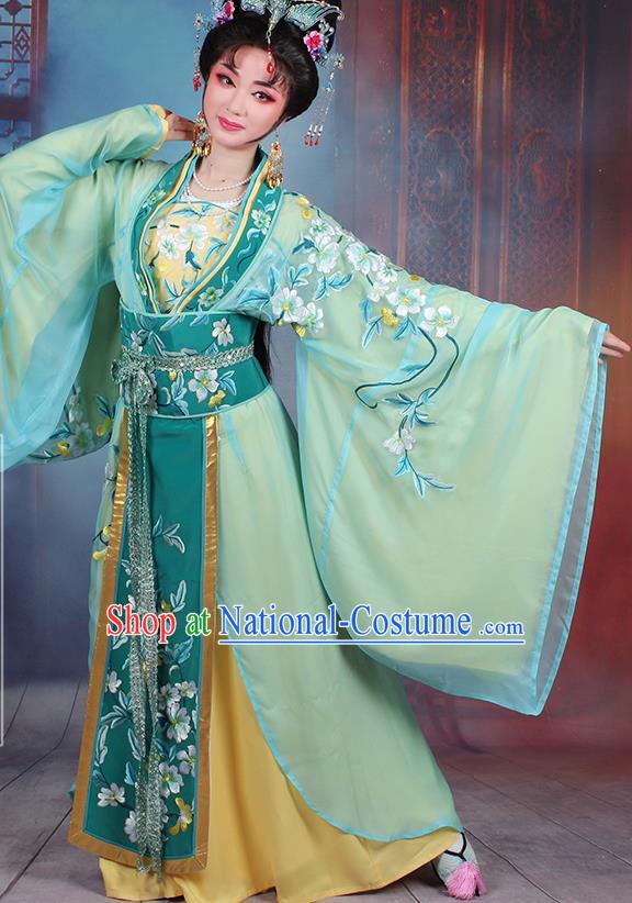 Chinese Traditional Shaoxing Opera Empress Embroidered Green Dress Beijing Opera Hua Dan Costume for Women