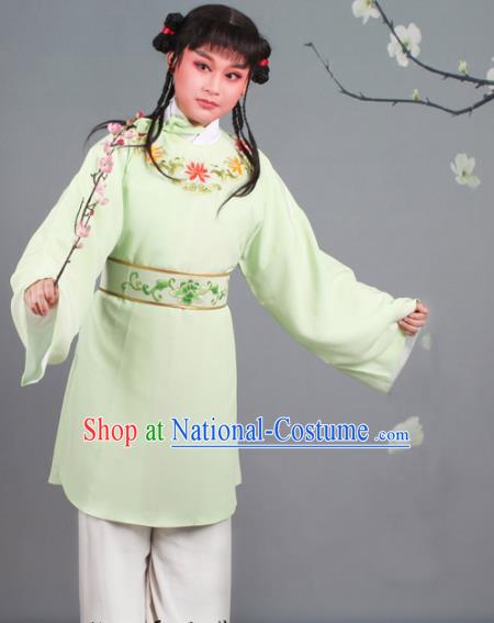 Chinese Traditional Peking Opera Livehand Green Clothing Beijing Opera Servant Costume for Men