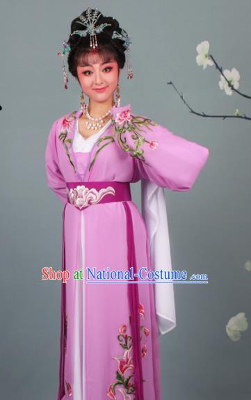 Chinese Traditional Huangmei Opera Princess Embroidered Purple Dress Beijing Opera Hua Dan Costume for Women