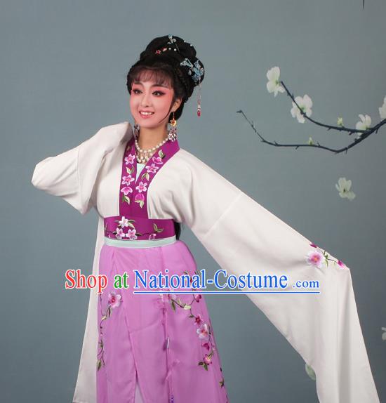 Chinese Traditional Huangmei Opera Rich Lady Embroidered Purple Dress Beijing Opera Hua Dan Costume for Women