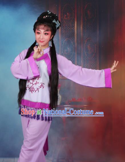 Chinese Traditional Huangmei Opera Poor Lady Purple Dress Beijing Opera Maidservants Costume for Women