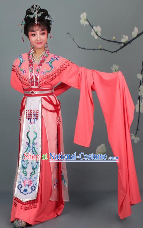 Chinese Traditional Huangmei Opera Imperial Consort Embroidered Rosy Dress Beijing Opera Court Lady Costume for Women