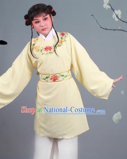 Chinese Traditional Peking Opera Livehand Yellow Clothing Beijing Opera Servant Costume for Men