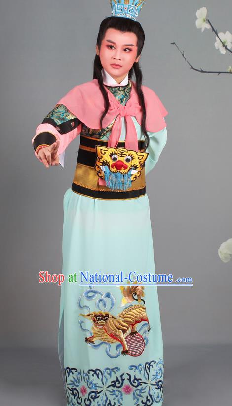 Chinese Traditional Peking Opera General Green Clothing Beijing Opera Takefu Costume for Men