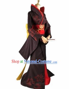 Chinese Traditional Cosplay Princess Black Hanfu Dress Ancient Swordswoman Costume for Women