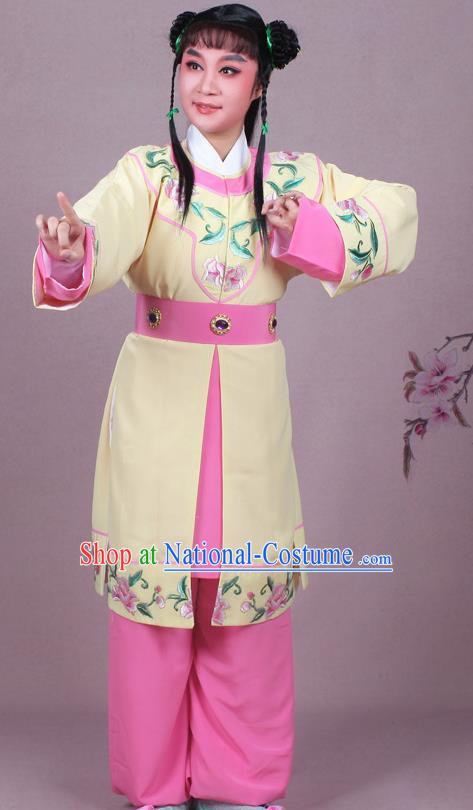 Chinese Traditional Peking Opera Servant Yellow Clothing Beijing Opera Livehand Costume for Men