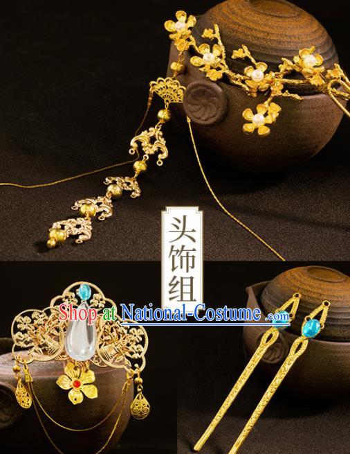 Chinese Traditional Cosplay Female Knight Hairpins Ancient Peri Hair Accessories for Women