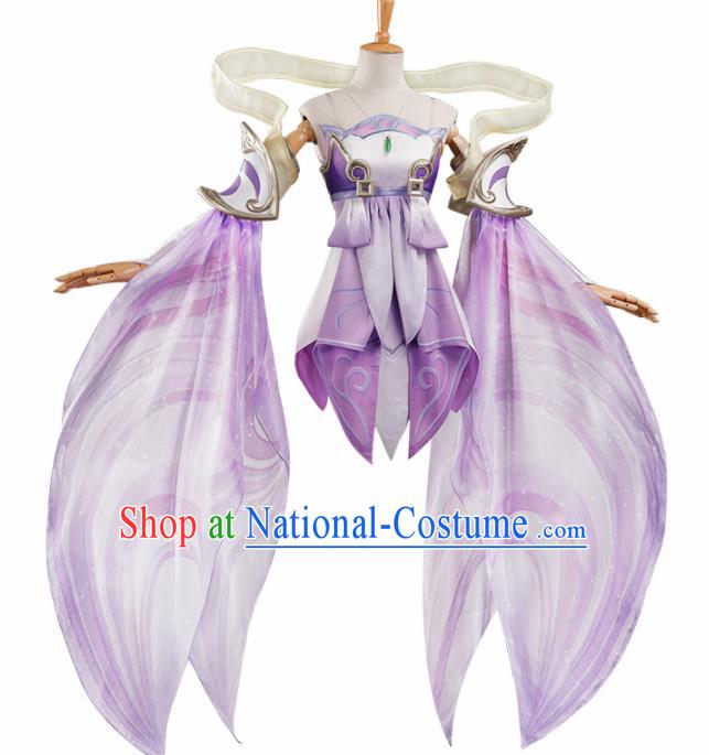 Chinese Traditional Cosplay Purple Hanfu Dress Ancient Halloween Swordswoman Costume for Women