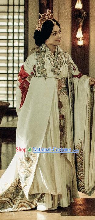 Chinese Ancient Hanfu Dress The Lengend of Haolan Warring States Period Imperial Empress Historical Costume and Headpiece for Women