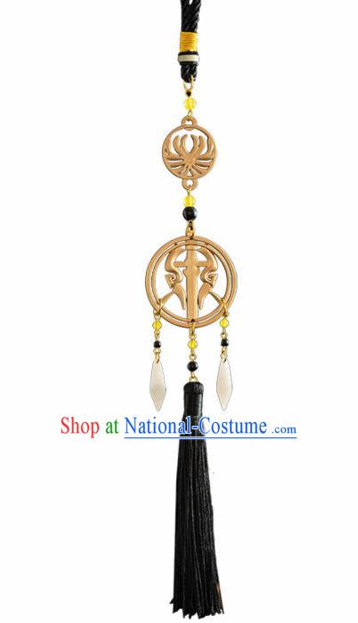 Chinese Traditional Waist Accessories Ancient Princess Black Tassel Pendant for Women