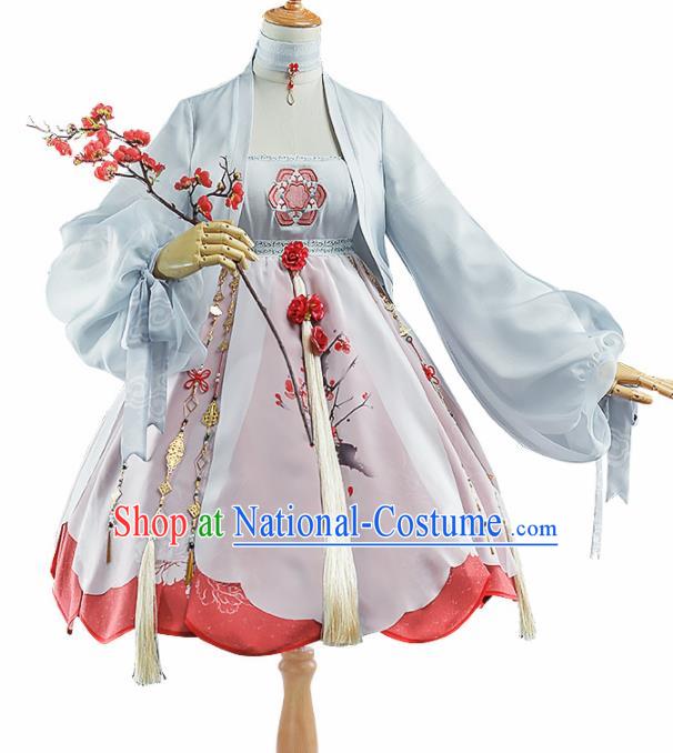 Chinese Traditional Halloween Cosplay Swordswoman Costume Ancient Knight Hanfu Dress for Women