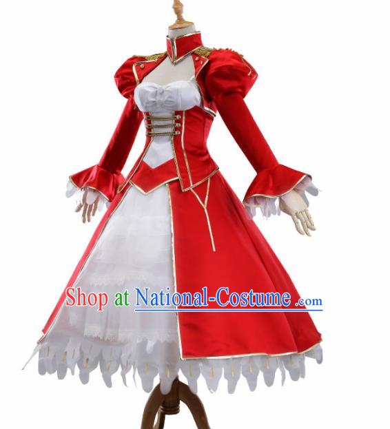 Traditional Halloween Cosplay Queen Costume Court Princess Red Dress for Women