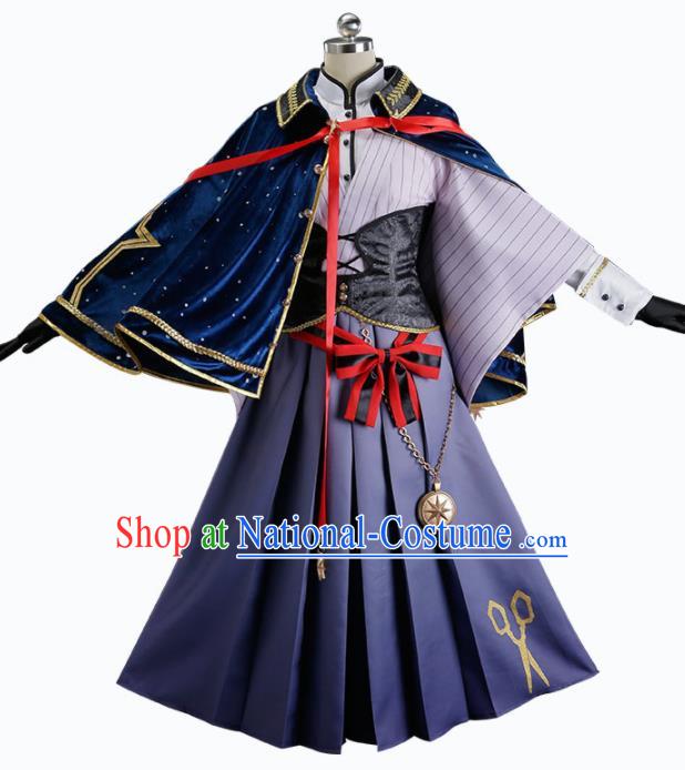 Traditional Halloween Cosplay Swordswoman Costume Chinese Ancient Peri Purple Hanfu Dress for Women