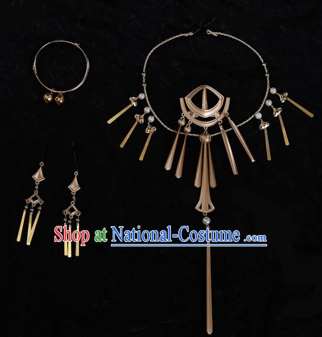 Chinese Traditional Jewelry Accessories Ancient Princess Necklace and Earrings for Women