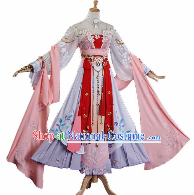 Traditional Halloween Cosplay Swordswoman Costume Chinese Ancient Princess Peri Hanfu Dress for Women