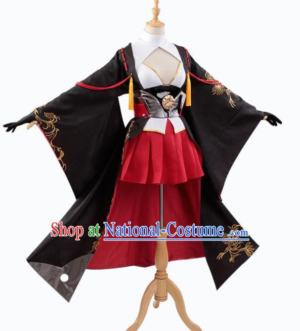 Traditional Halloween Cosplay Swordswoman Costume Chinese Ancient Heroine Black Hanfu Dress for Women