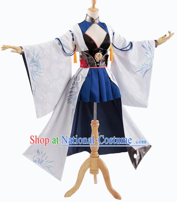 Traditional Halloween Cosplay Swordswoman Costume Chinese Ancient Heroine White Hanfu Dress for Women