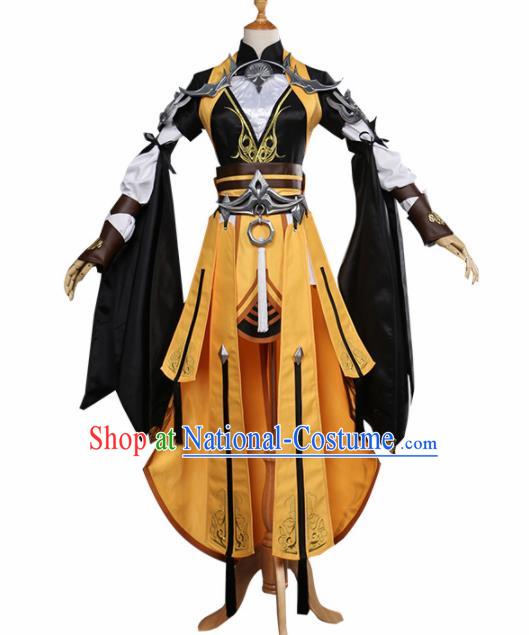 Chinese Traditional Cosplay Female General Costume Ancient Swordswoman Hanfu Dress for Women