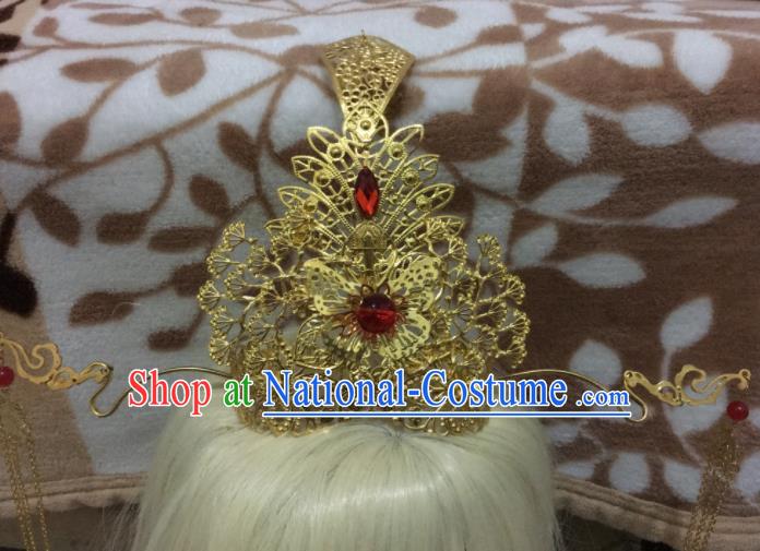 Chinese Traditional Hanfu Hair Accessories Ancient Prince Golden Hair Crown for Men