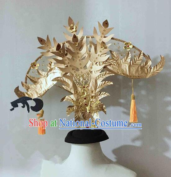 Chinese Traditional Hanfu Golden Phoenix Coronet Princess Hair Accessories Ancient Imperial Consort Hairpins for Women