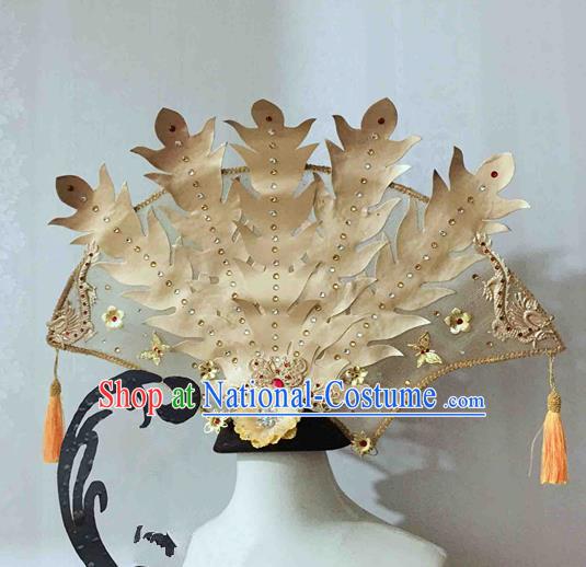 Chinese Traditional Hanfu Golden Phoenix Coronet Cosplay Ancient Imperial Consort Hair Accessories Hairpins for Women