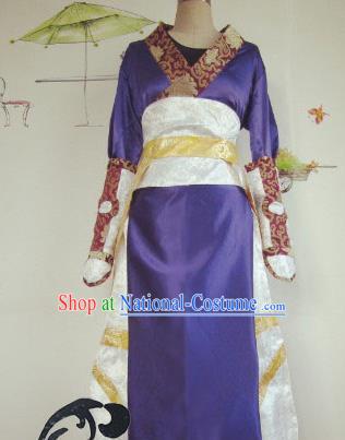 Chinese Traditional Cosplay Swordswoman Costume Ancient Imperial Consort Purple Hanfu Dress for Women