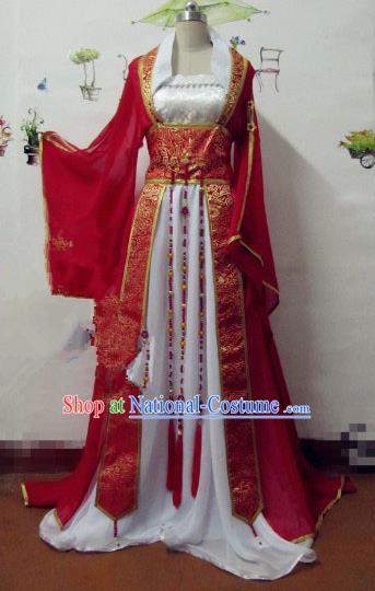 Chinese Traditional Cosplay Princess Wedding Costume Ancient Peri Red Hanfu Dress for Women