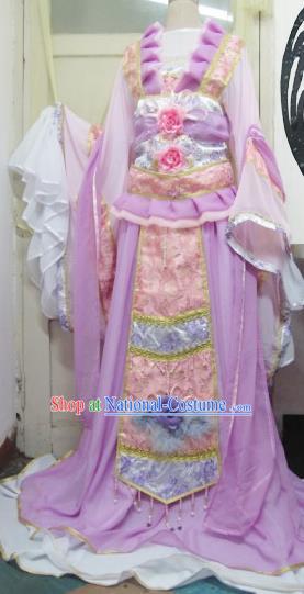 Chinese Traditional Cosplay Princess Wedding Costume Ancient Peri Purple Hanfu Dress for Women