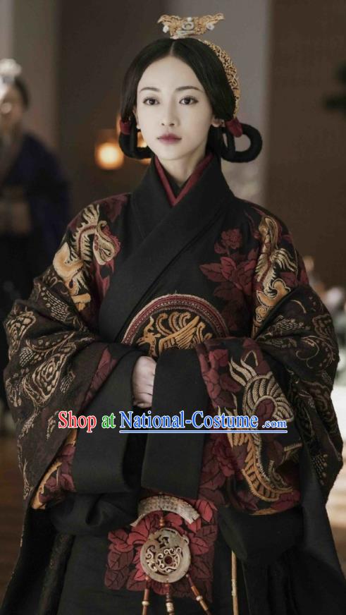 Chinese Drama The Lengend of Haolan Ancient Warring States Period Zhao State Empress Dowager Historical Costume and Headpiece for Women