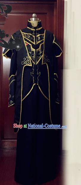 Chinese Traditional Cosplay Warrior Costume Ancient Swordsman Black Hanfu Clothing for Men