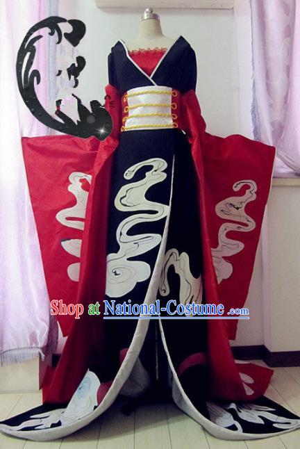 Chinese Traditional Cosplay Queen Costume Ancient Peri Goddess Black Hanfu Dress for Women