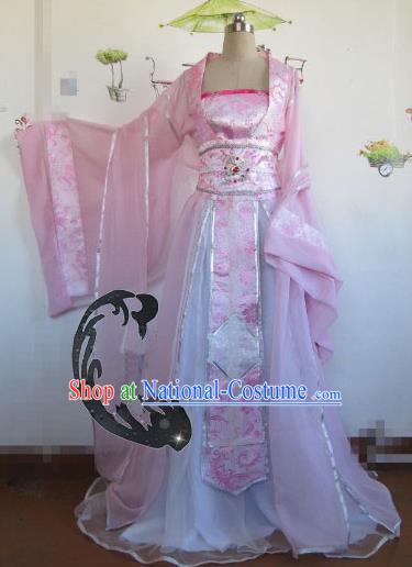 Chinese Traditional Cosplay Princess Costume Ancient Peri Pink Hanfu Dress for Women