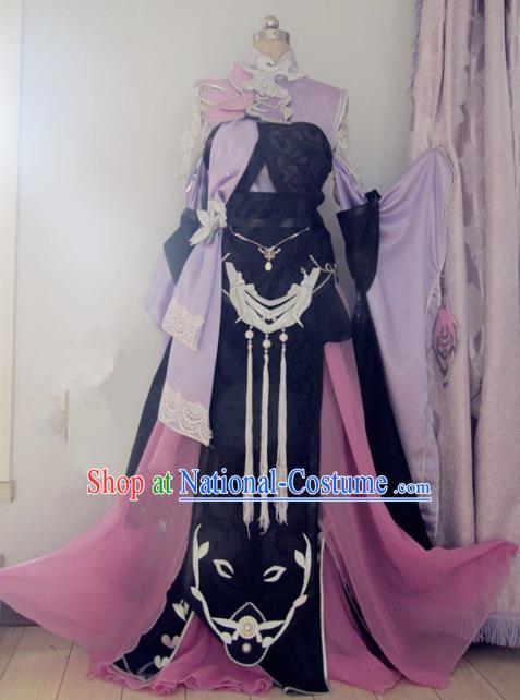 Chinese Traditional Cosplay Costume Ancient Peri Swordswoman Hanfu Dress for Women