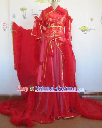 Chinese Traditional Cosplay Princess Wedding Costume Ancient Peri Red Hanfu Dress for Women