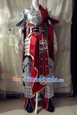 Chinese Traditional Cosplay Swordswoman Body Armour Costume Ancient Female General Hanfu Dress for Women