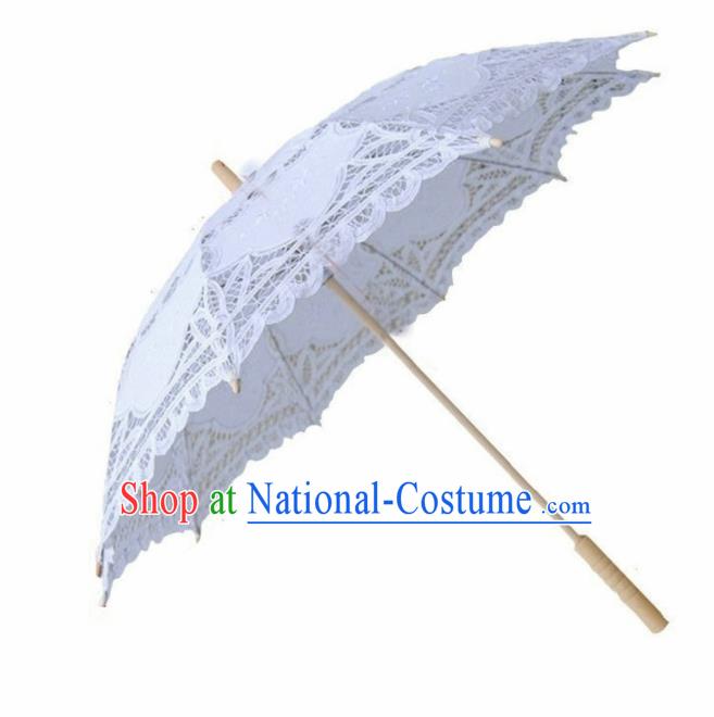 Chinese Traditional Photography Prop White Lace Umbrella Handmade Umbrellas