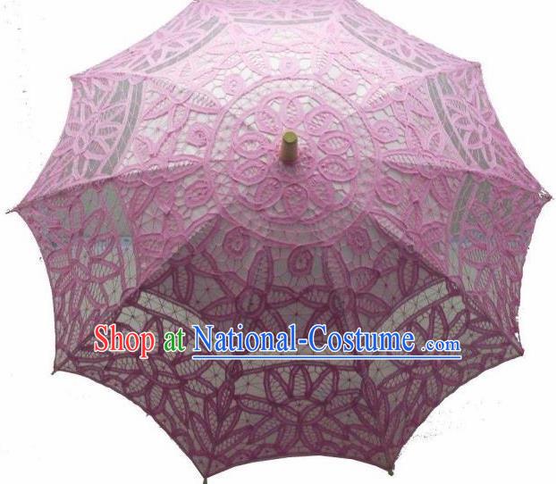 Chinese Traditional Pink Lace Umbrella Photography Prop Handmade Umbrellas