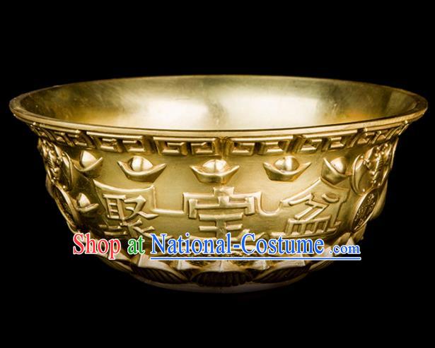 Chinese Traditional Feng Shui Items Taoism Bronze Treasure Bowl Bagua Decoration